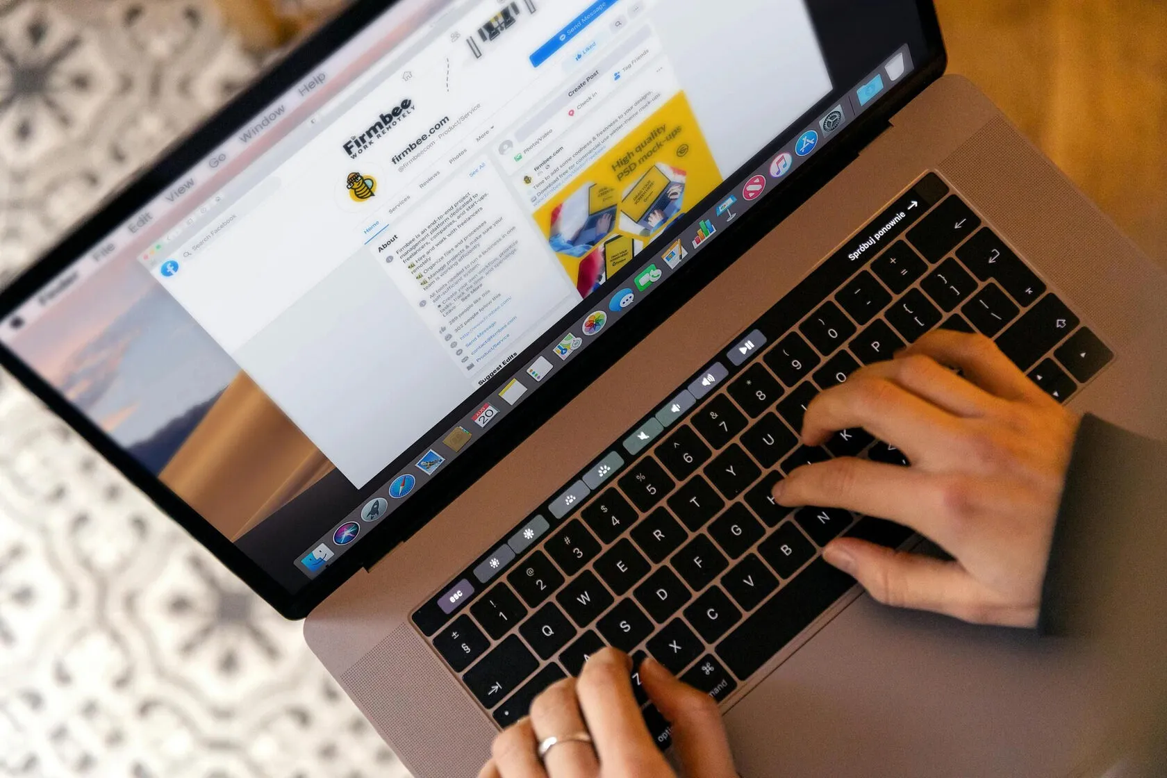 laptop and hands
