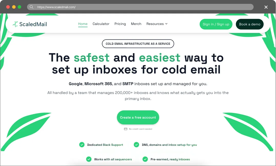 Scaledmail main page screenshot
