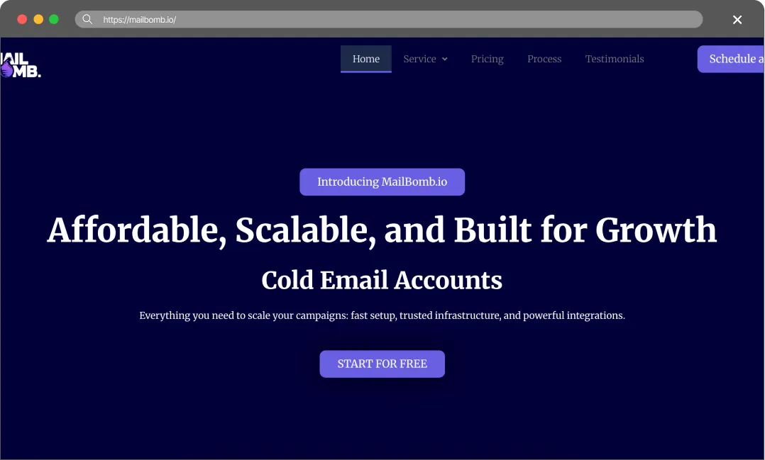 MailBomb main page screenshot