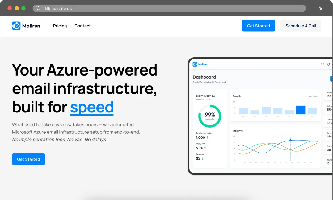 MailRun main page screenshot