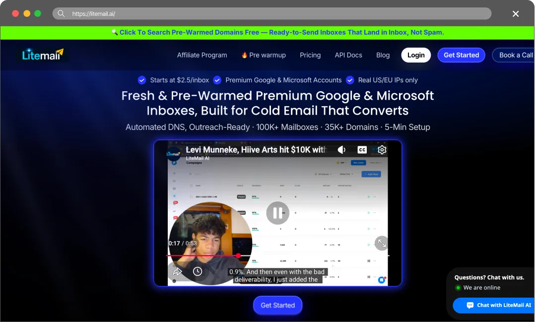 LiteMail main page screenshot