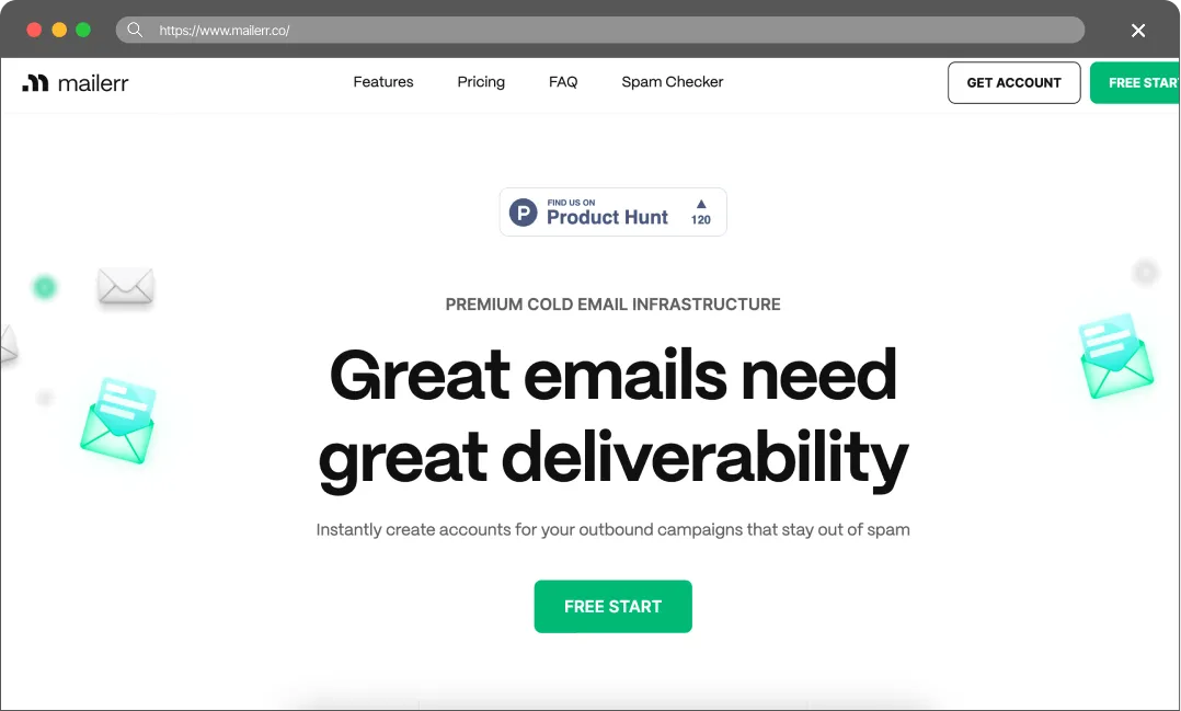 Mailerr main page screenshot