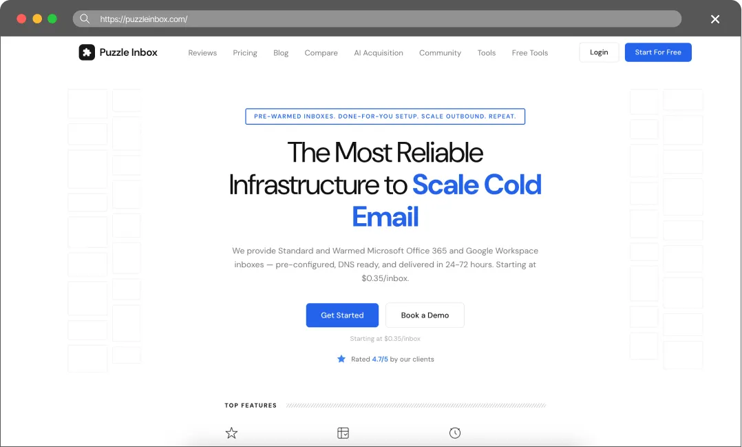 PuzzleInbox main page screenshot