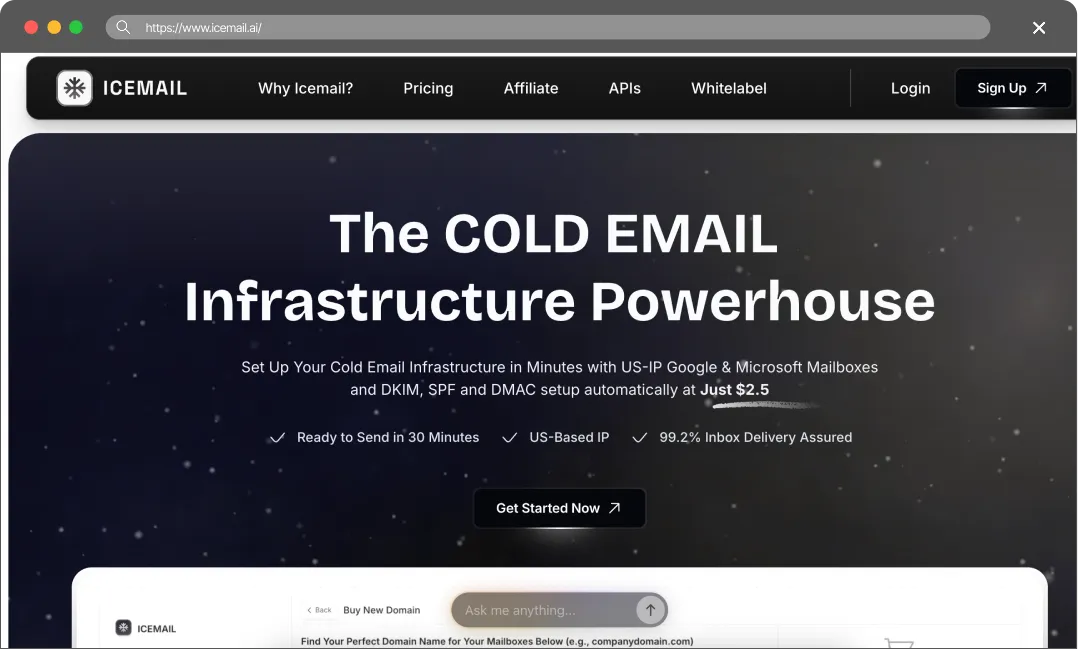 IceMail main page screenshot