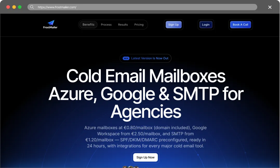 Frostmailer main page screenshot