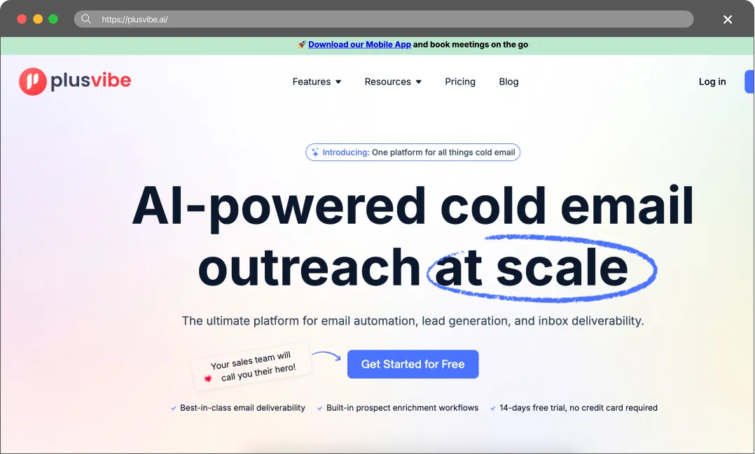 PlusVibe main page screenshot