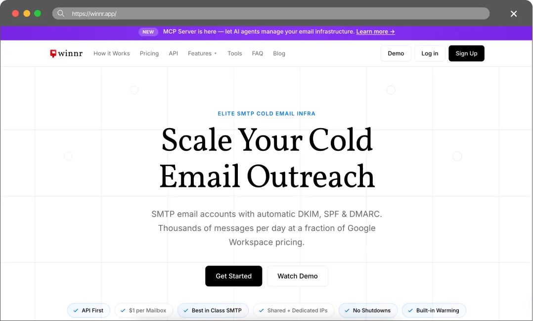 Winnr main page screenshot