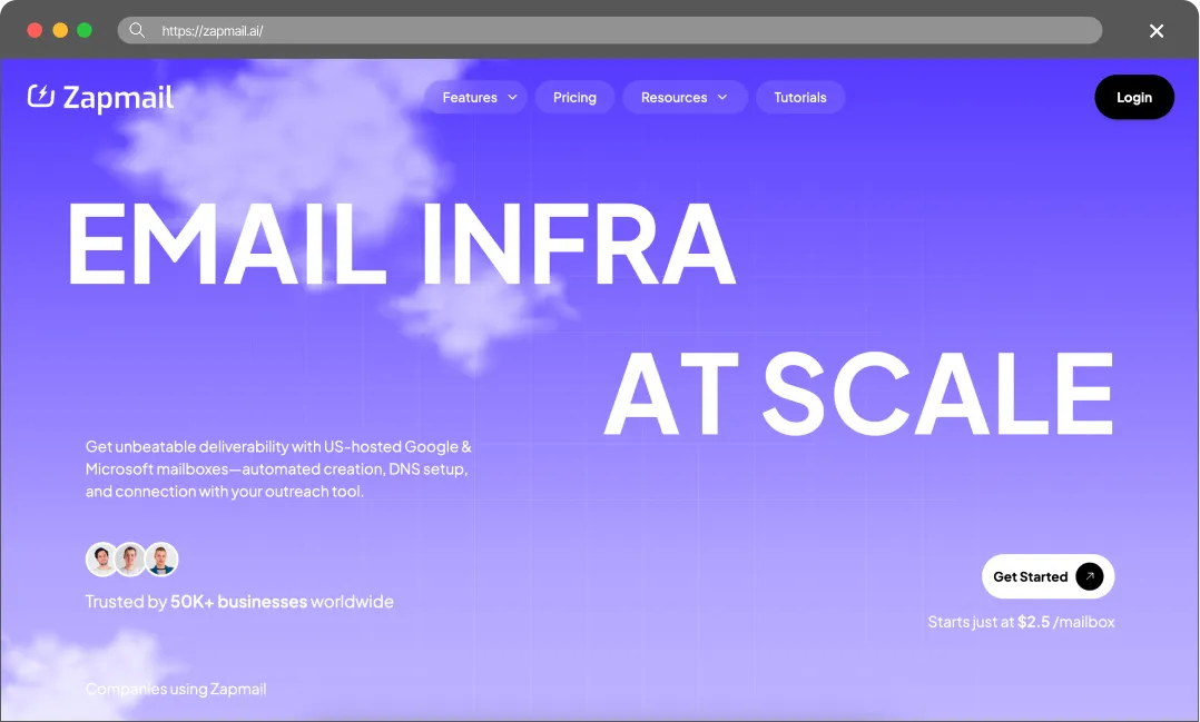 Zapmail main page screenshot