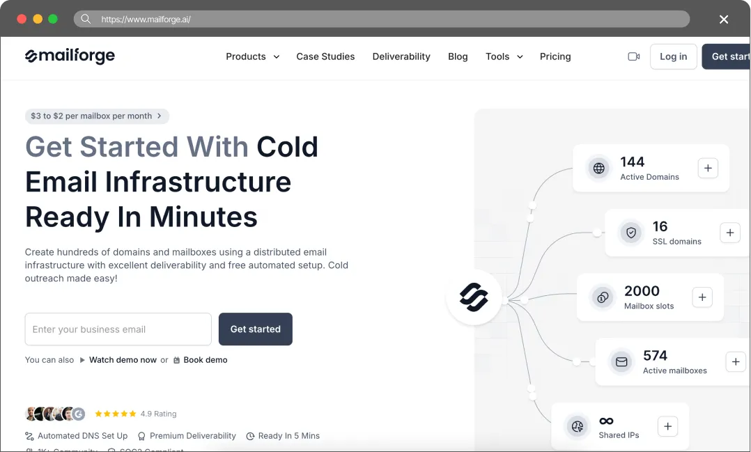Mailforge main page screenshot