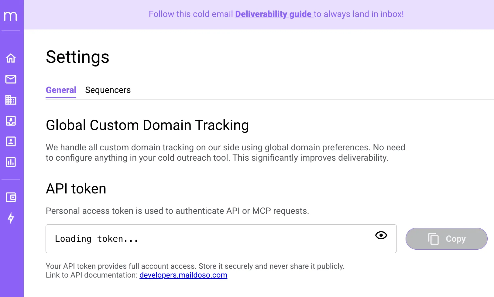 maildoso API settings
